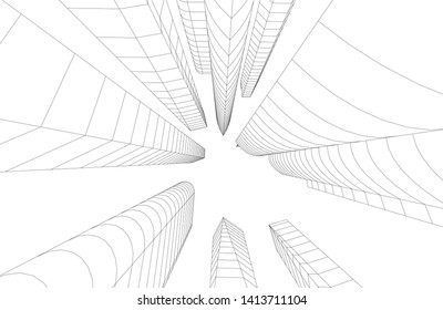 city architecture building 3d, vector illustration