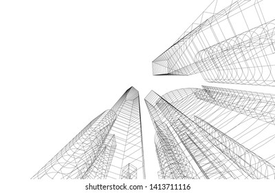 city architecture building 3d, vector illustration