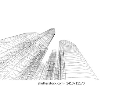 city architecture building 3d, vector illustration
