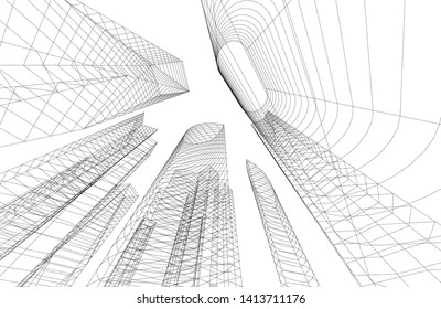 city architecture building 3d, vector illustration