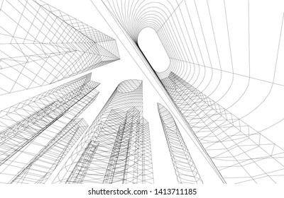 city architecture building 3d, vector illustration