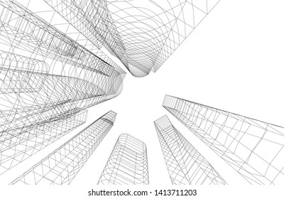 city architecture building 3d, vector illustration
