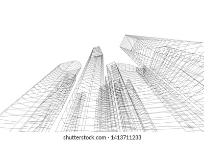 city architecture building 3d, vector illustration