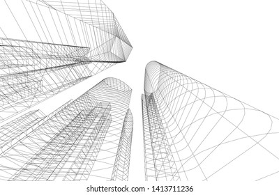 city architecture building 3d, vector illustration