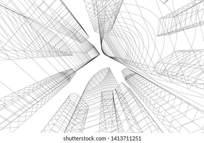 city architecture building 3d, vector illustration