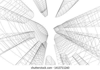 city architecture building 3d, vector illustration