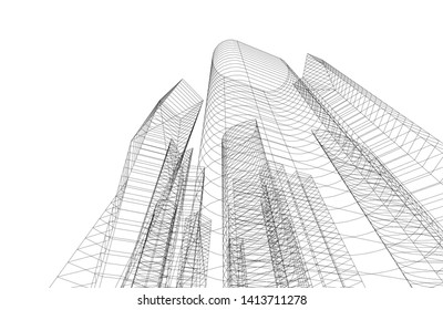 city architecture building 3d, vector illustration