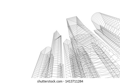 city architecture building 3d, vector illustration