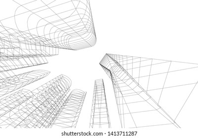 city architecture building 3d, vector illustration