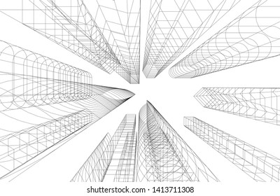 city architecture building 3d, vector illustration