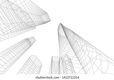 city architecture building 3d, vector illustration