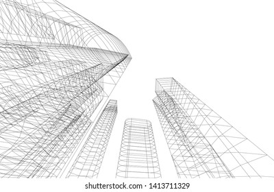 city architecture building 3d, vector illustration