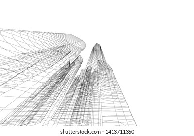 city architecture building 3d, vector illustration