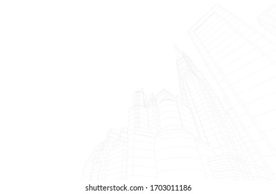 arquitectura de la ciudad construyendo vector 3d