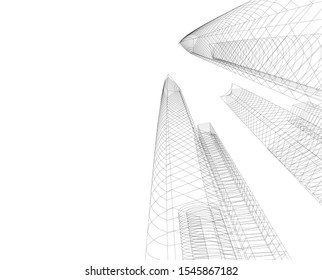 city architecture building, vector 3d illustration
