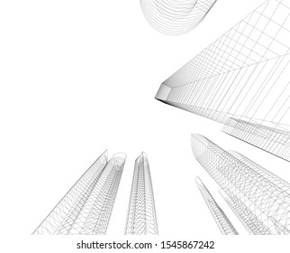 city architecture building, vector 3d illustration