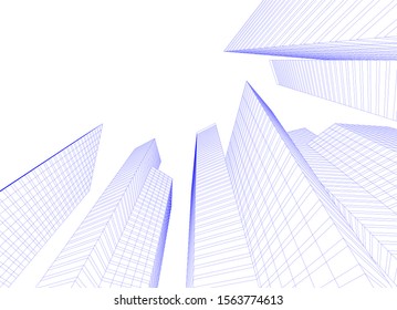 city architecture buildings abstract 3d 