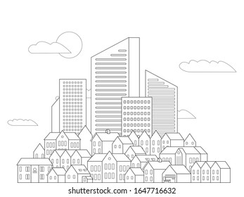 City architecture buildings skyline urban landscape background panorama sky tower house