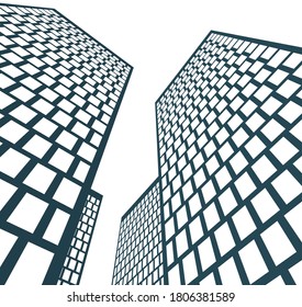 Edificios de arquitectura urbana, icono vector