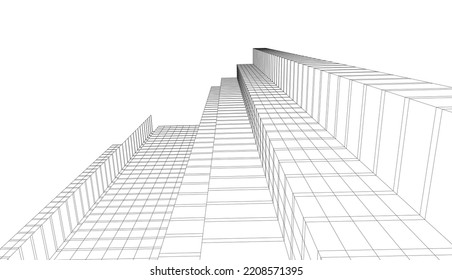 City architecture concept drawing 3d illustration