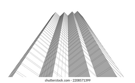 Dibujo de diseño de arquitectura de ciudad 3d