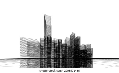 City Architecture Concept Drawing 3d Illustration Stock Vector (Royalty ... - City Architecture Concepts