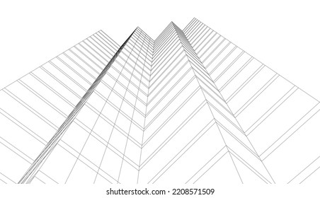 Dibujo de diseño de arquitectura de ciudad 3d
