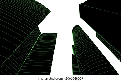 City architecture digital 3d drawing