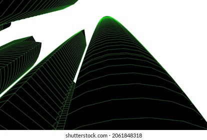 City architecture digital 3d drawing