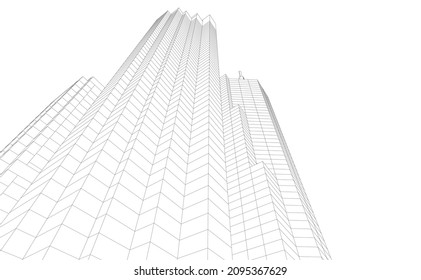 City architecture drawing 3d illustration