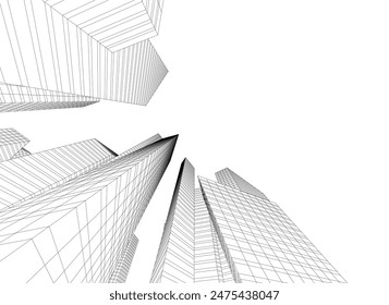 City architecture drawing vector illustration