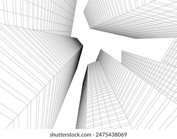 City architecture drawing vector illustration