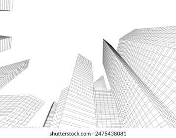 City architecture drawing vector illustration