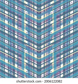 City Architecture a dynamic plaid that has the feel of tall glass buildings blue purple seamless vector repeat