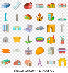 City architecture icons set. Cartoon style of 36 city architecture vector icons for web for any design