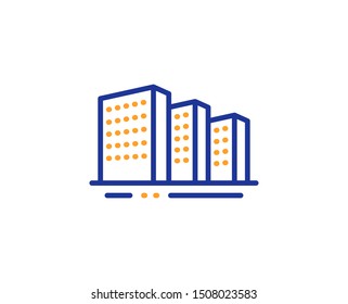 City architecture sign. Buildings line icon. Skyscraper building symbol. Colorful outline concept. Blue and orange thin line buildings icon. Vector