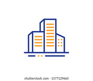 City architecture sign. Buildings line icon. Skyscraper building symbol. Colorful outline concept. Blue and orange thin line buildings icon. Vector