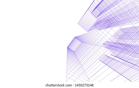 city architecture sketch 3d illustration