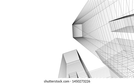 city architecture sketch 3d illustration