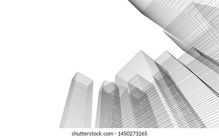 city architecture sketch 3d illustration