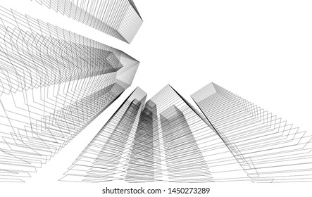 city architecture sketch 3d illustration