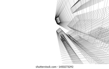 city architecture sketch 3d illustration