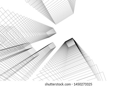 city architecture sketch 3d illustration