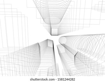 city architecture sketch 3d illustration