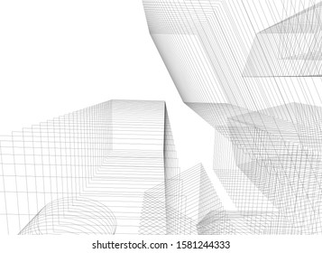 city architecture sketch 3d illustration