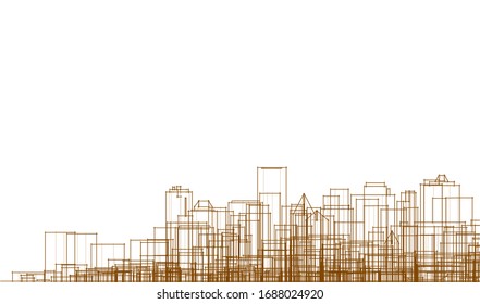 
city ​​modern architecture sketch 3d illustration