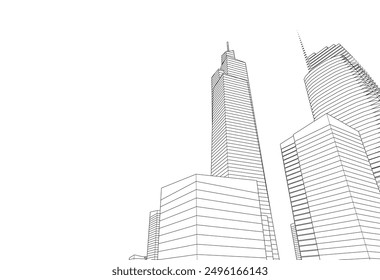 City architecture sketch 3d illustration