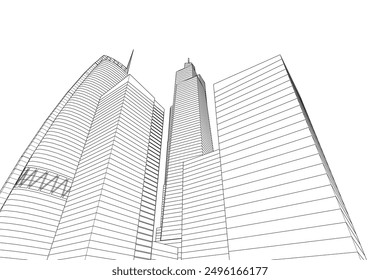 City architecture sketch 3d illustration