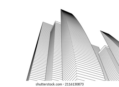 City architecture vector 3d illustration