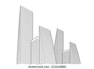 City architecture vector 3d illustration